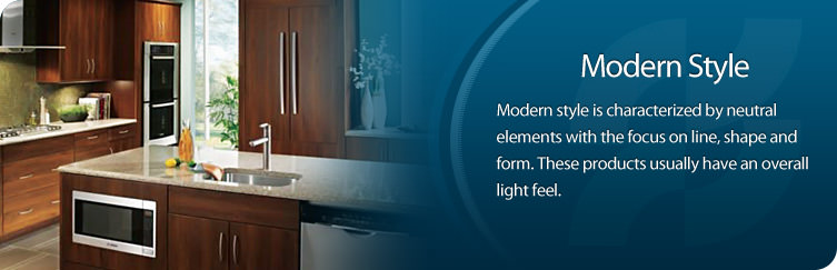 Modern style is characterized by neutral elements with focus on line, shape and form. Shop our Modern Lighting & Plumbing!